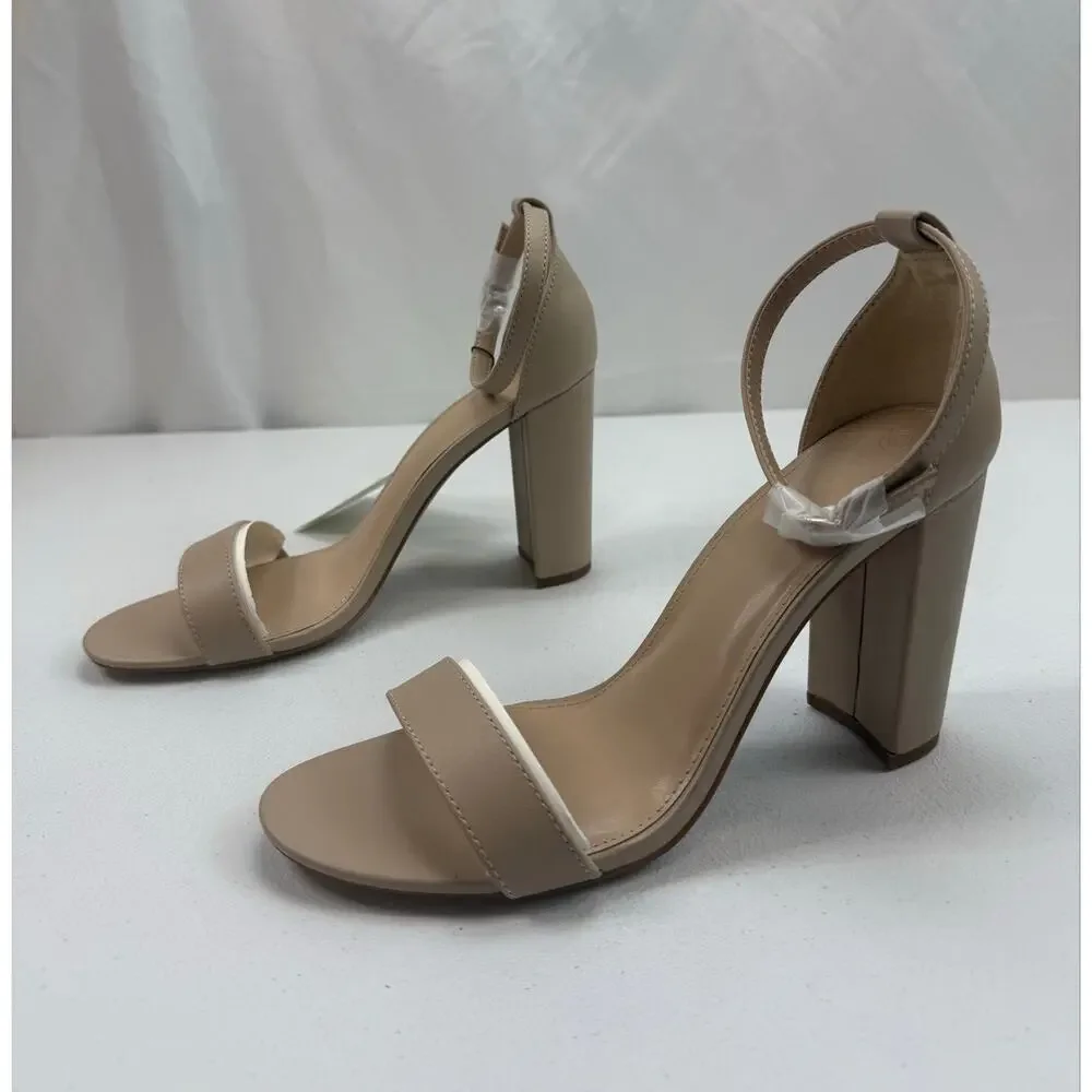 The Drop Women's Rebecca Heels Bone Faux Leather Size 10